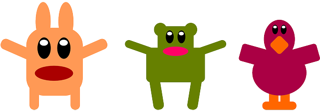 Characters Animals, Flat, Bird, Bunny, Bear, Rabbit, - ของเล่น การ์ตูน Png (640x320)