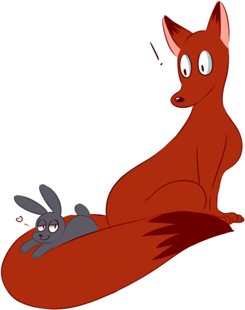 Fox And Rabbit By Nogsaegtokki - Red Fox And Grey Rabbit Deviantart (800x721)