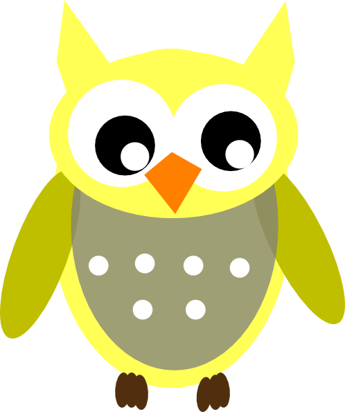 Yellow Gray Owl Clip Art - Baby Owl Clip Art (498x595)