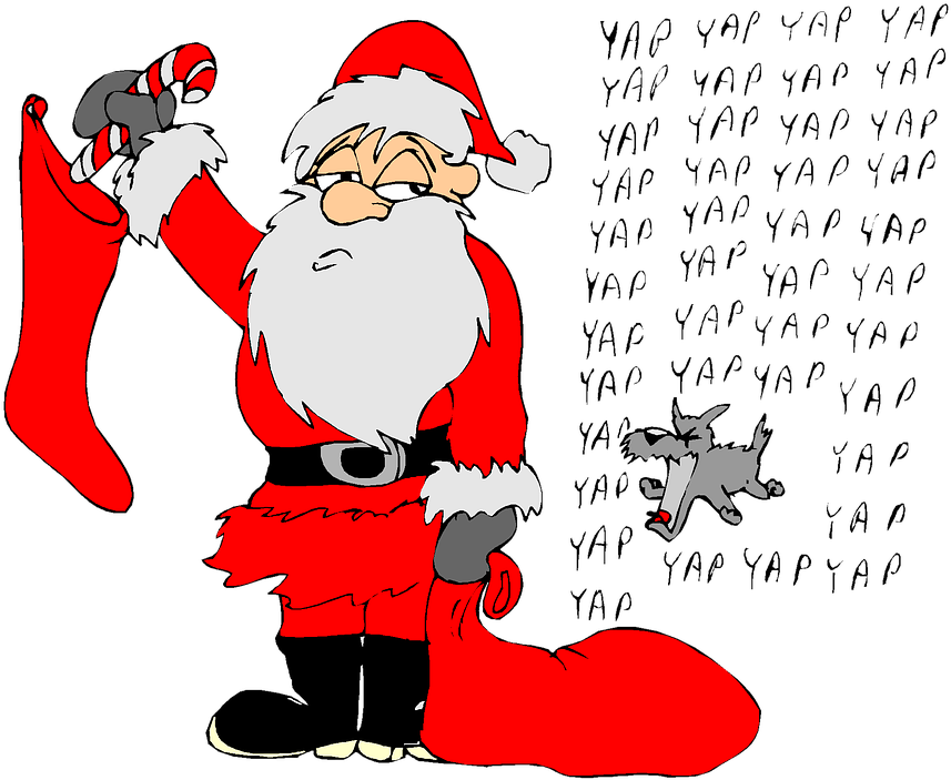 Beanie Cliparts 27, Buy Clip Art - Santa Gets Yappy Throw Blanket (874x720)