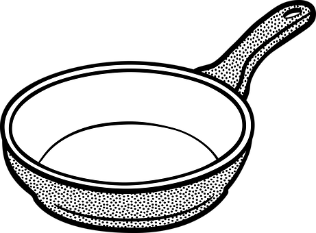 Cooking Education Kitchen Pan School Cooki - Pan Black And White Clipart (461x340)