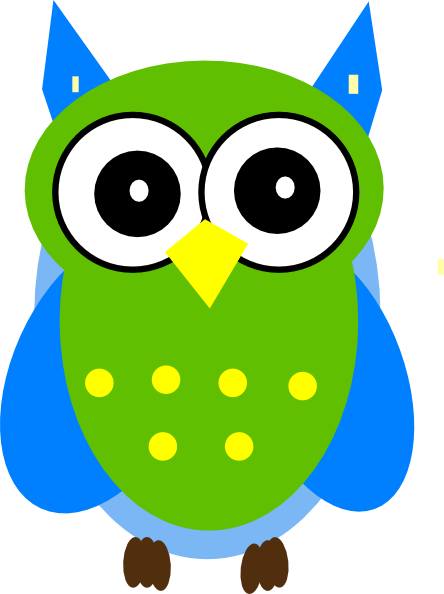 Blue Owl Clip Art - Blue And Green Owl (444x594)