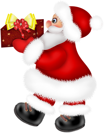 Santa Claus With Red Present Clipart - Portable Network Graphics (429x462)