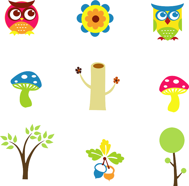 Tree, Flower, Cartoon, Owl, Leaves - Personalized Name Owls Mushrooms Cute Bag, Adult Unisex, (640x629)
