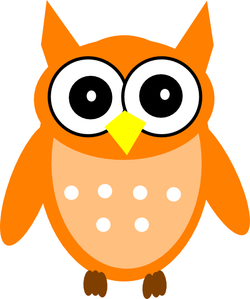 Orange Owl 2 Clip Art - Owls Clipart Png (498x595)
