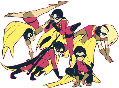 Dick Grayson Jason Todd Damian Wayne Tim Drake Stephanie - Stephanie Brown And Jason Todd (500x353)