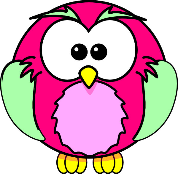 Pink Owl Clip Art - Cartoon Owl (600x585)