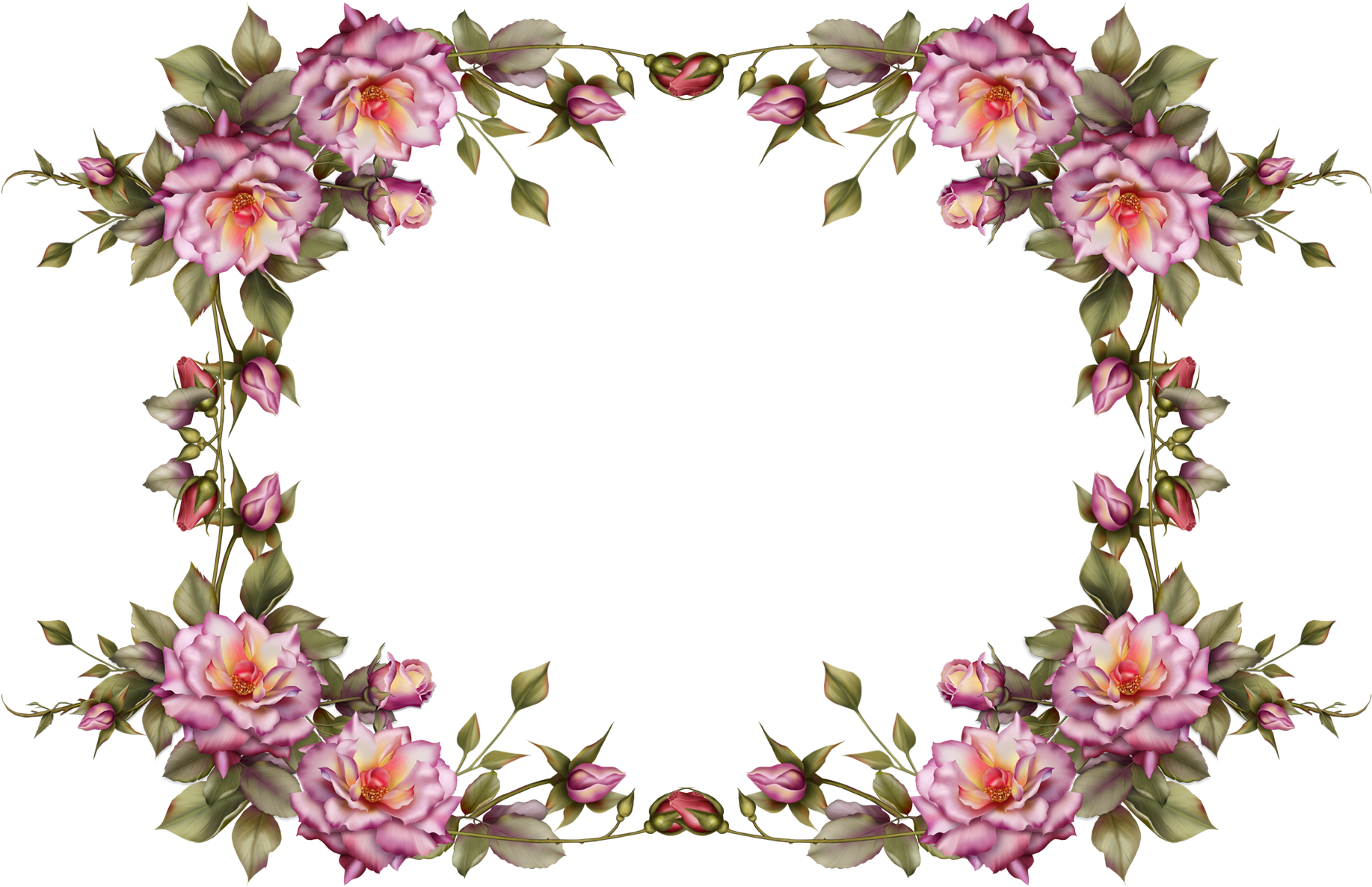 Transparent Clipart Image Flower Photo Frame Tansparent - Flower Frame With Transparent Background (1904x1304)
