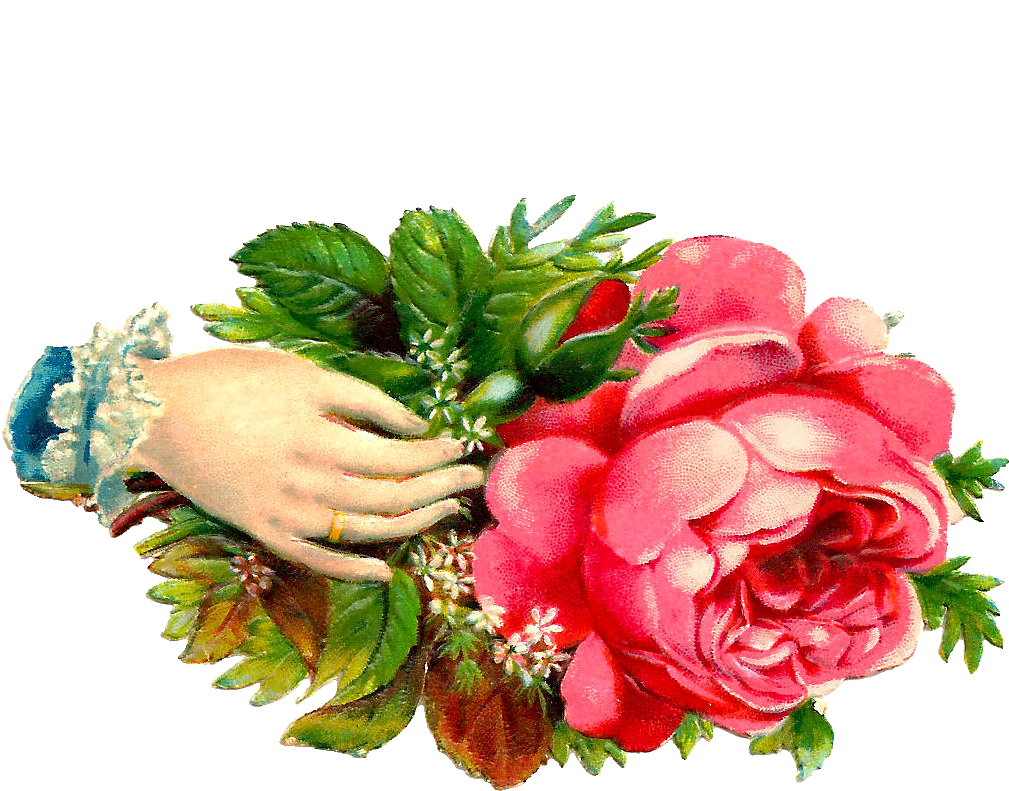 Victorian Flower Clip Art Hand - Hand With Flower Vintage (1455x919)