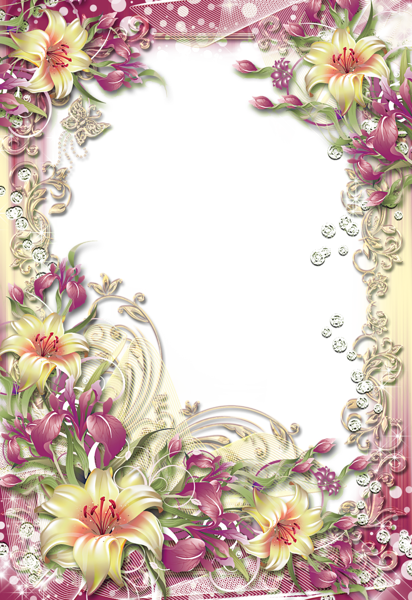 Floral Clipart Frame - Flower Border Frames Png (412x600)
