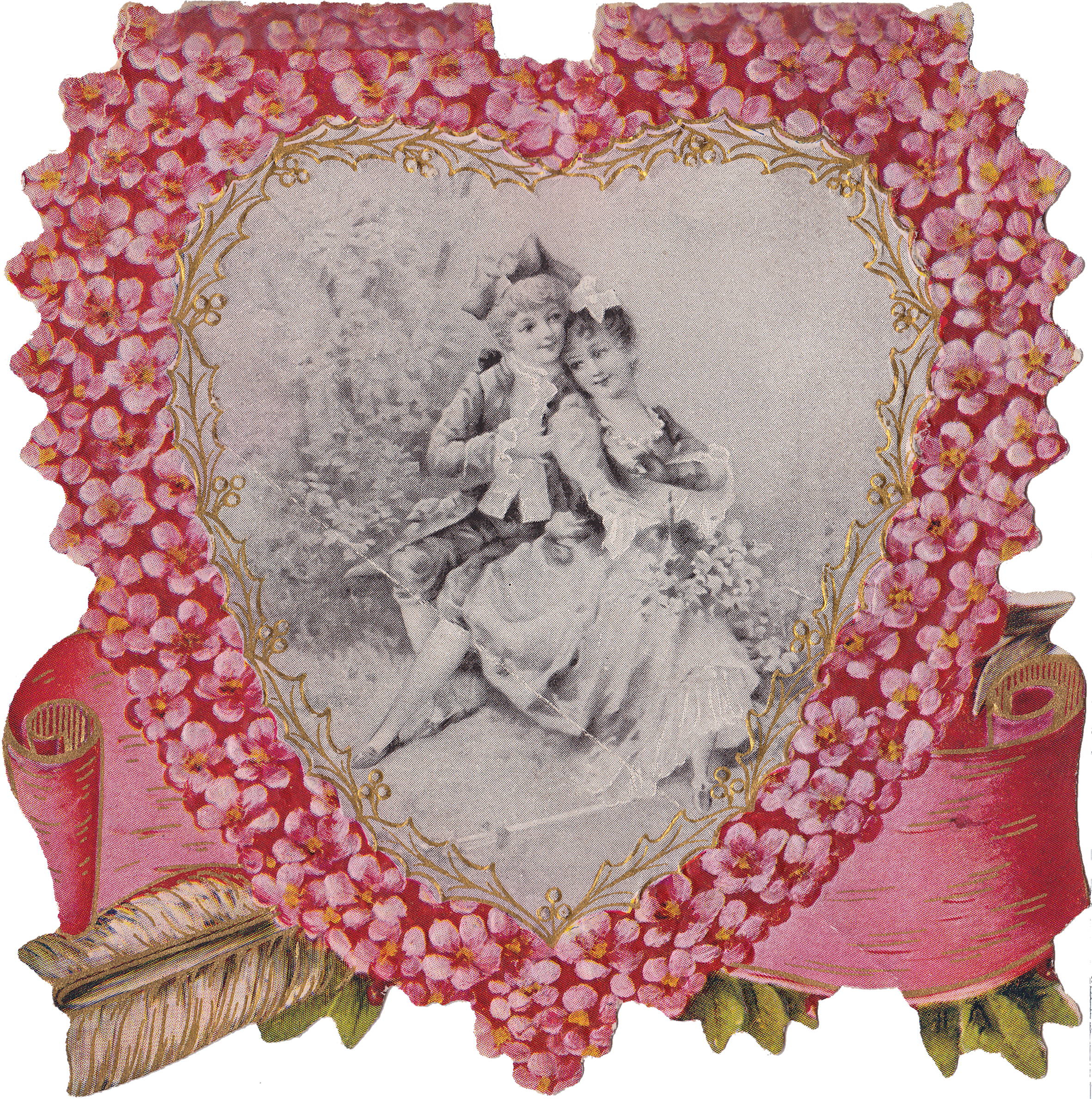 Die Cut Pink Flower Heart & “peace Be Within Thee” - Die Cut Pink Flower Heart & “peace Be Within Thee” (2362x2376)