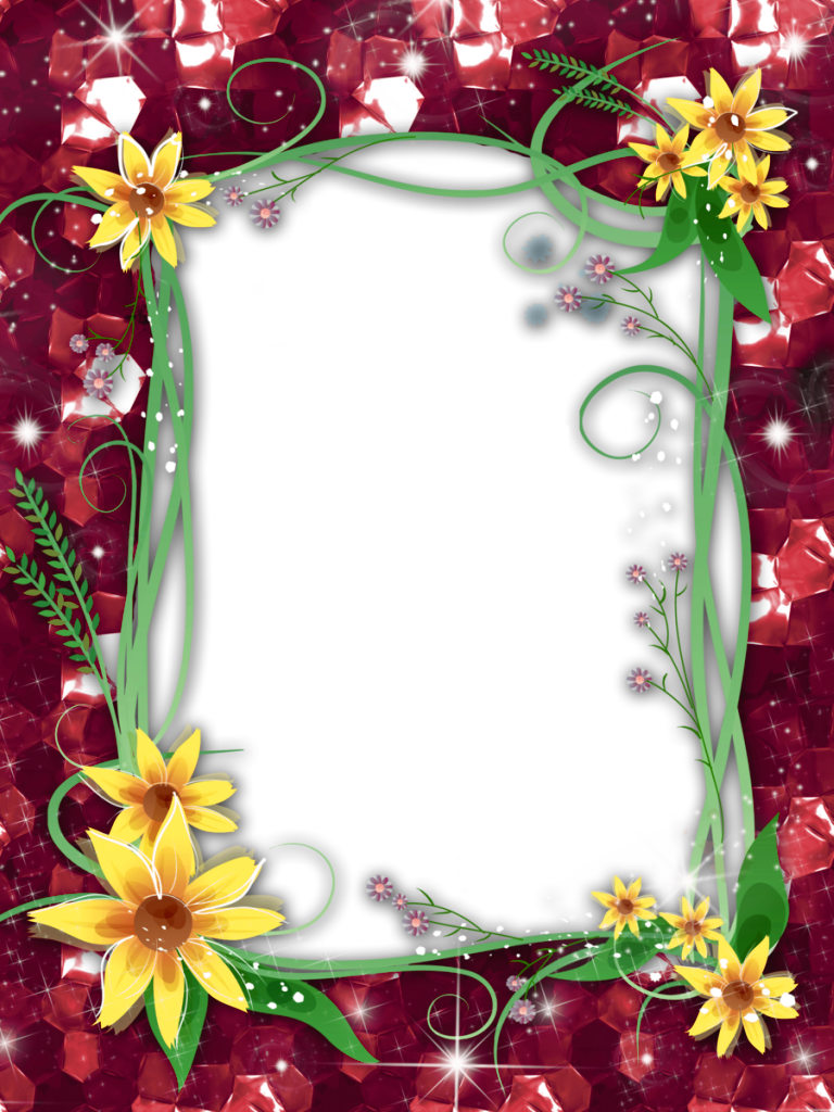 Red Flower Frame Png Transparent Image - Frame Png Transparent (768x1024)