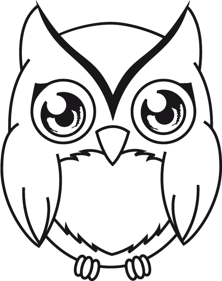 Little Grey Owl Lineart - Cute Owl Line Art (466x590)