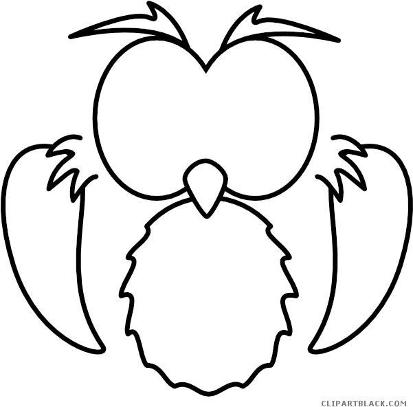 Owl Outline Animal Free Black White Clipart Images - Easy Wolf Face Drawings (600x599)
