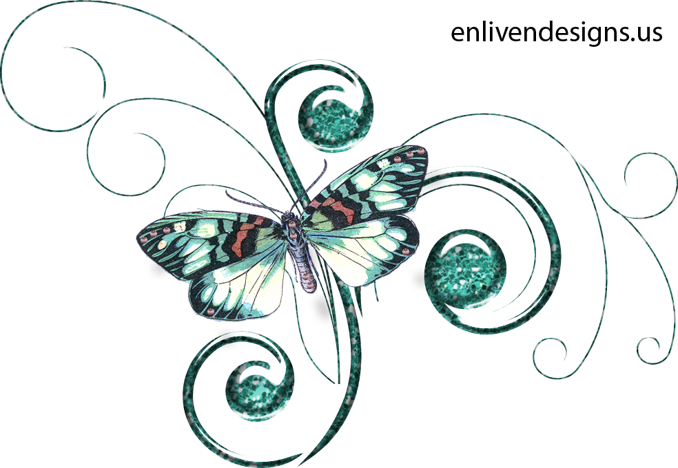 Teal Butterfly Glitt - Transparent Scrapbook Embellishment (984x680)