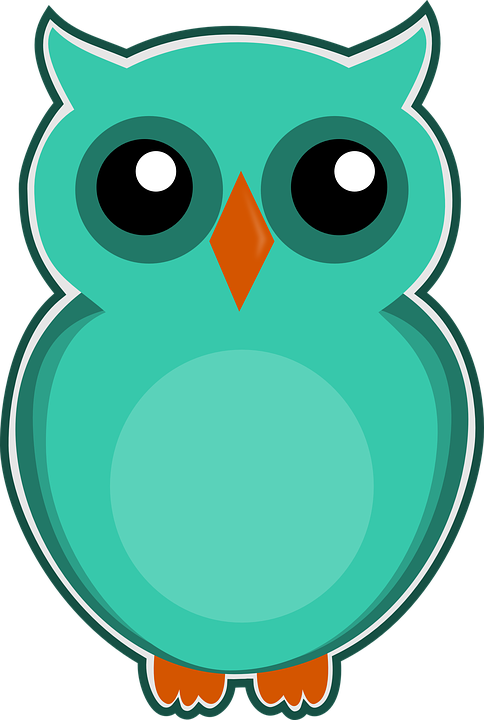 Owl, Blue, Green, Cartoon, Bird, Cute, Animal, Nature - Gambar Burung Hantu Kartun (484x720)