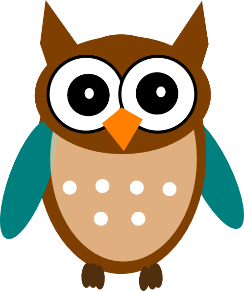 Owl Teal Brown Clip Art At Clipart Library - Kartun Burung Hantu Lucu (498x595)