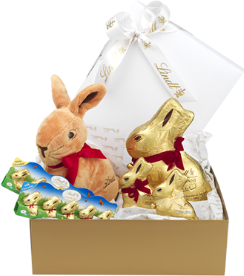 Easter Eggs 2015 Lindt Gold Bunny Family Hamper - Gift Basket (600x593)