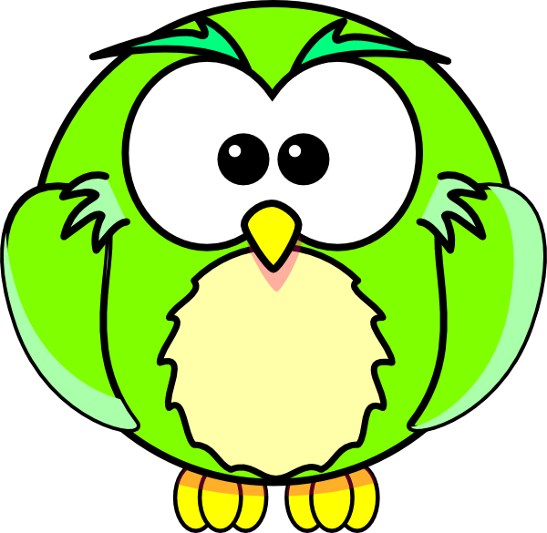 Green Owl Clipart - Simple Drawing Pages Cartoon Animals (600x585)
