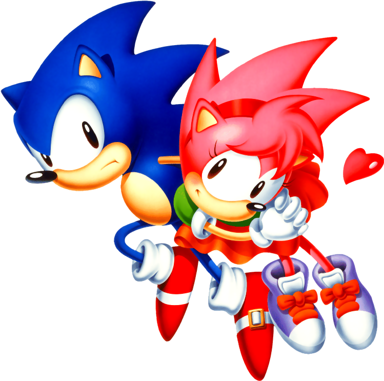 Gallery » Official Art » Amy Rose » Sonic Cd With Sonic - Classic Sonic And Amy (768x768)