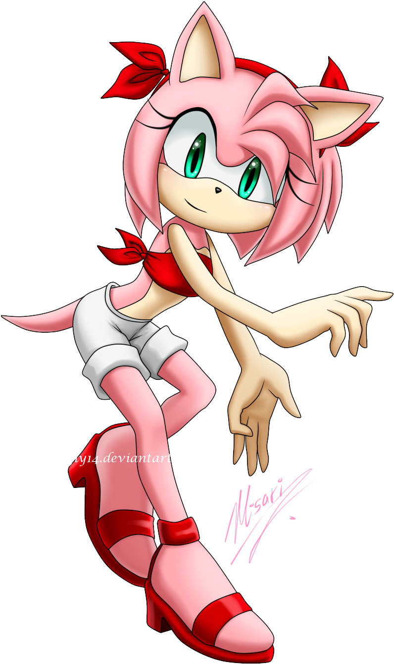 Amy Rose Con El Pelo Largo Y Vestido De Color Rojo - Amy Rose (973x1417)