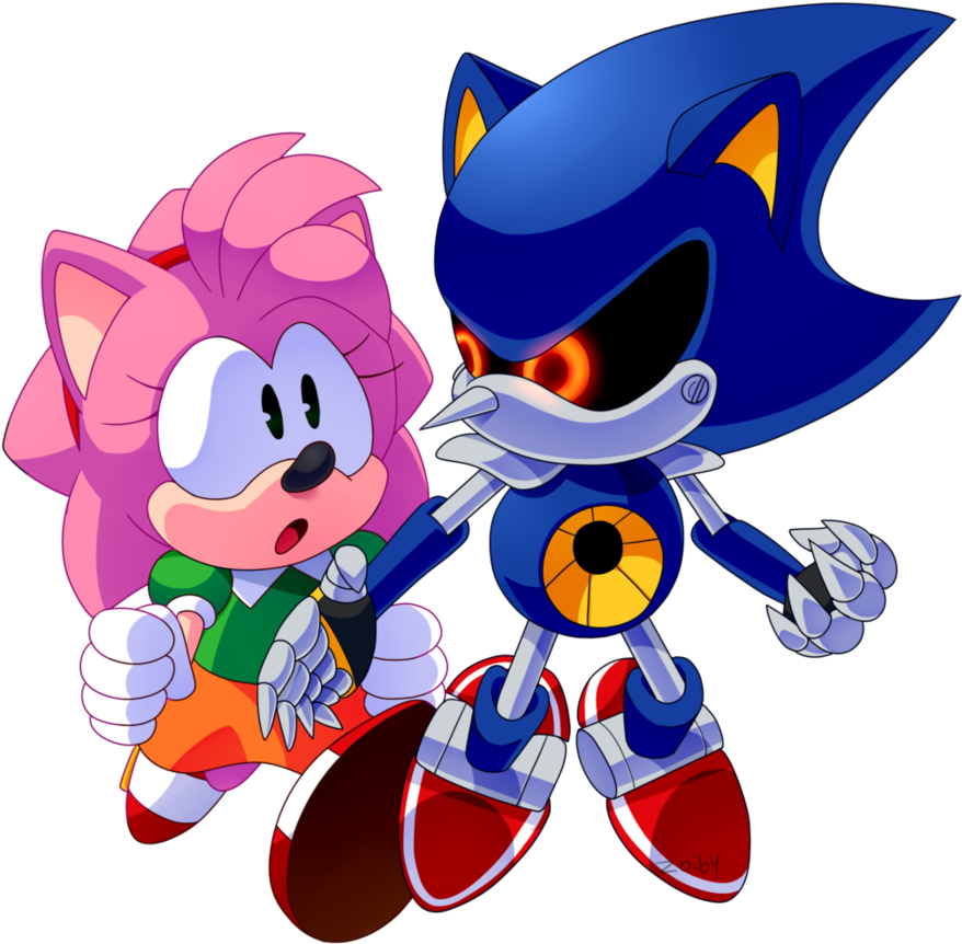 Metal Sonic And Amy Rose By Zoiby - Metal Sonic X Amy (895x893)