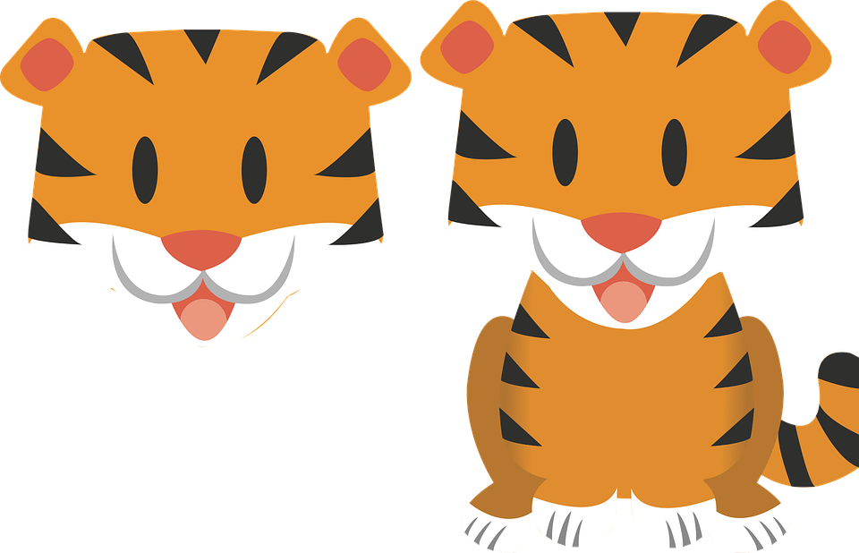 Baby Tiger Clipart - Tiger Flat Vector (960x618)