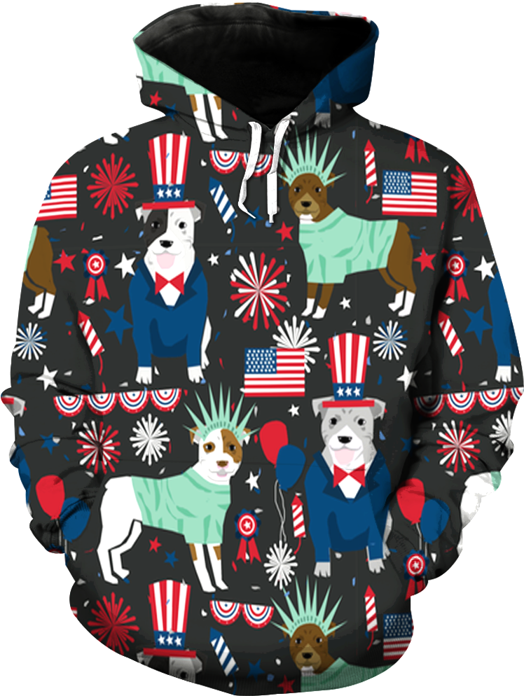 Patriotic American Dog 3d Hoodie - Hoodie (1000x1000)
