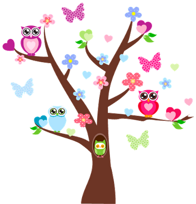Desenho De Pássaros Png - Owl In Tree Clipart (385x400)