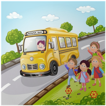 Illustration Of Kids And School Bus In Nature Poster - School Bus Picnic (400x400)