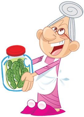 Grandmother Keeping Busy At Home - Cartoon (333x399)