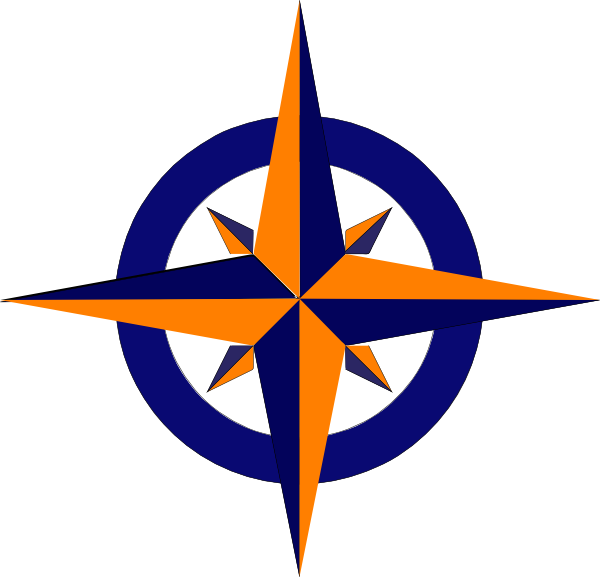 How To Set Use Compass Blue And Orange Compass Svg - North South East West Compass (600x577)