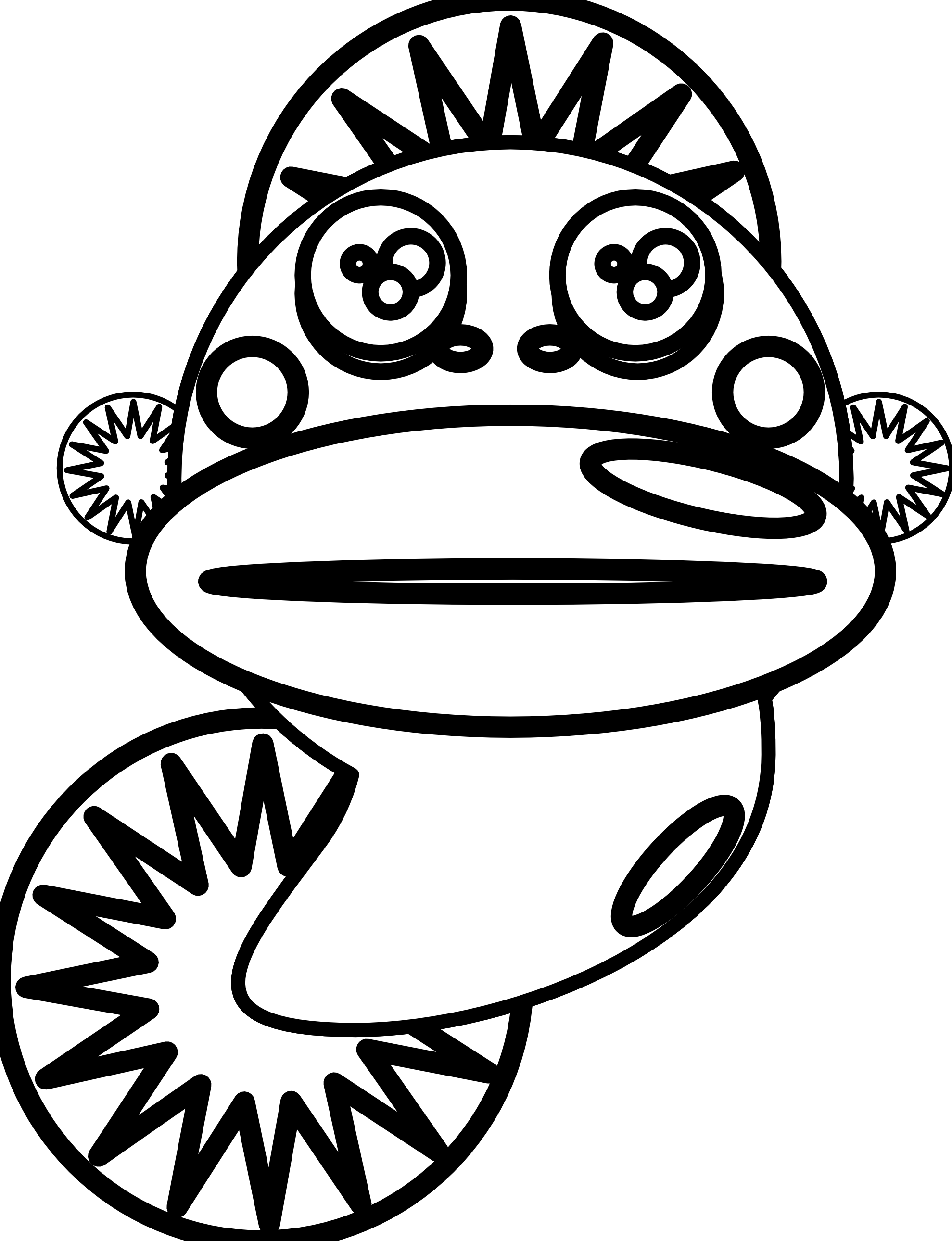 Cring Ugly Fish Black White Line Animal 555px - Coloring Book (1979x2580)