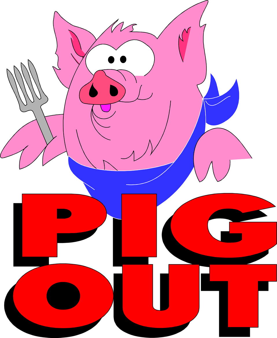 Illustration Of A Pig And Pig Out Text - Cafepress Pig Rectangle Sticker (958x1169)