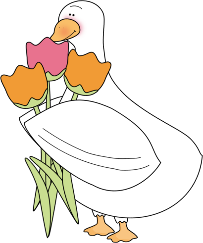 Duck Picked Flowers - Duck With Flowers (410x491)