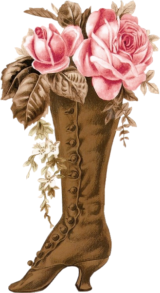 Victorian Boot With Roses Scrap - Vintage Flowers (329x600)
