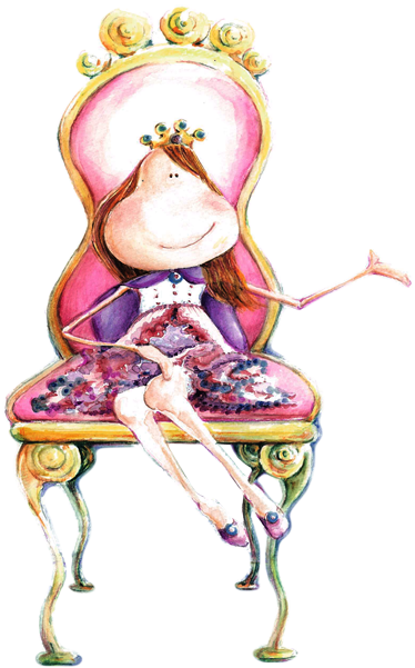 Cartoon Princess On Throne Sticker - Wallpaper (374x601)