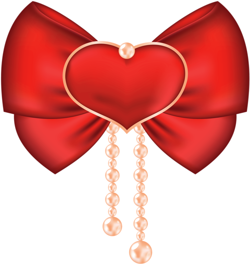 Red Bow With Heart - Portable Network Graphics (570x600)