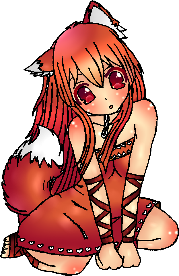 Fox Girl - Anime Girl Red Fox (762x1048)