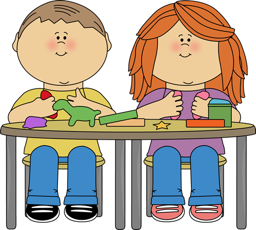 School Kids Clip Art - Playing With Playdough Clipart (500x450)