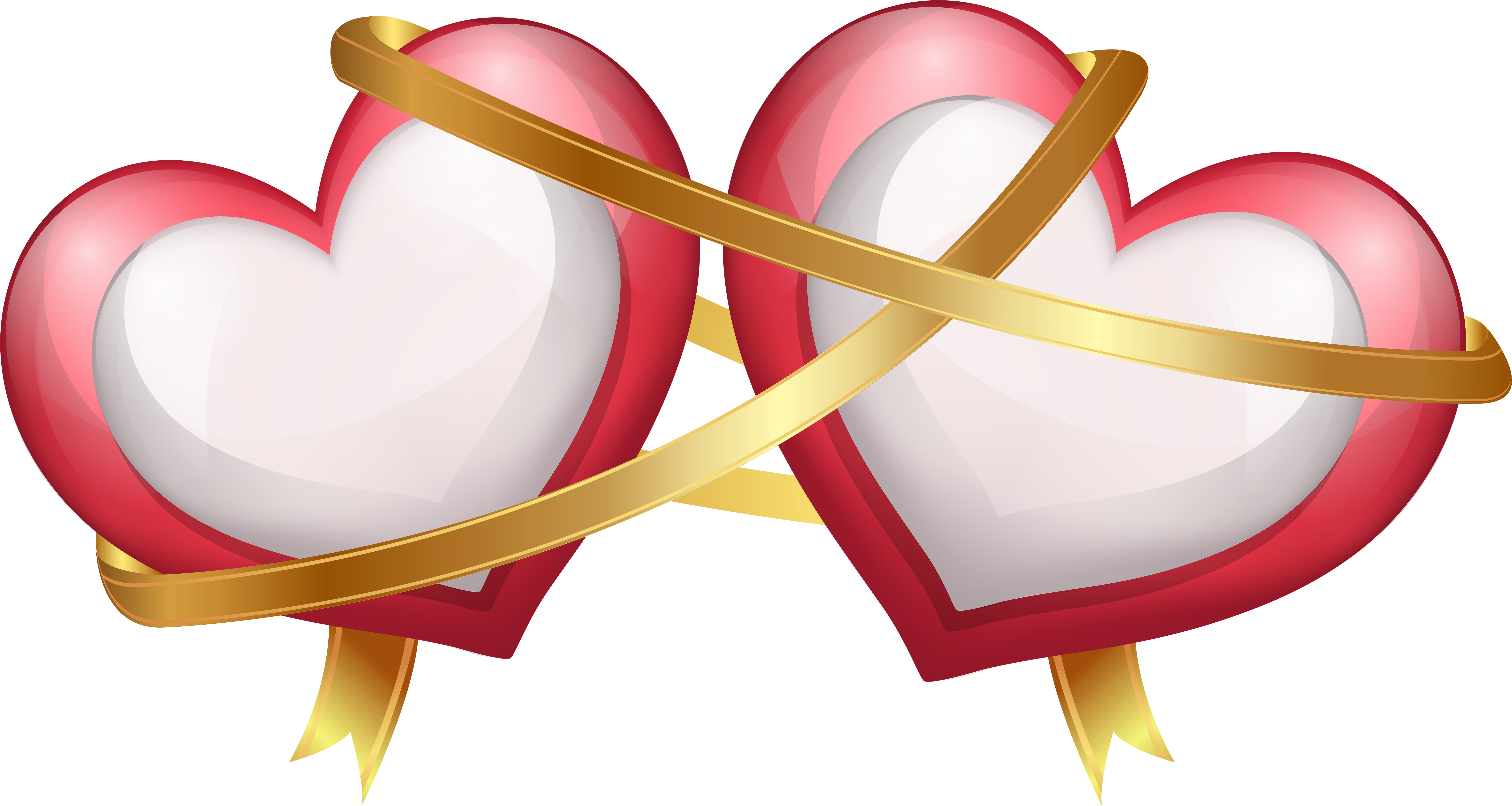 Valentine Ribbon Png Beautiful Red Ribbon Png Clipart - Two Hearts Transparent (8000x4264)