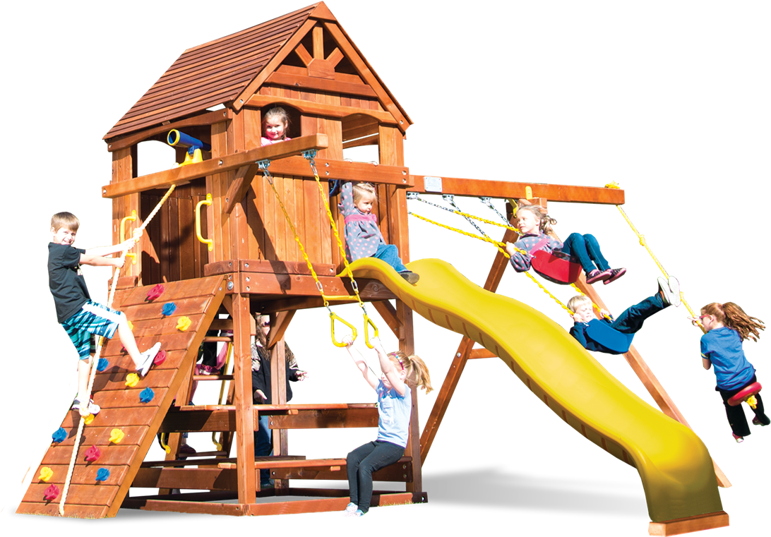 Carnival Clubhouse Pkg Ii With Upper Level Cabin - Backyard Playworld (1200x799)