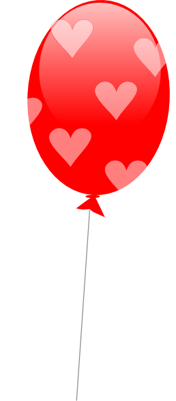 Red Balloon With Hearts Clip Art - Balloon (258x586)
