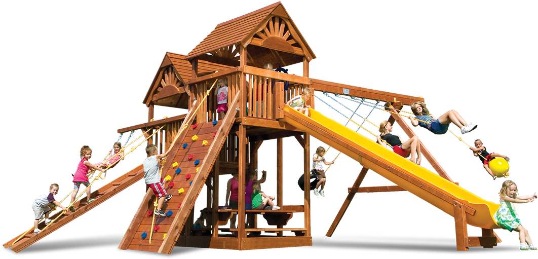 King Kong Clubhouse Pkg Ii Wood Roofs - Backyard Playworld (1100x732)