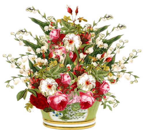 Floral Arrangement - Vintage Glass Cabochon Colorful Music Flower Pendant (500x452)