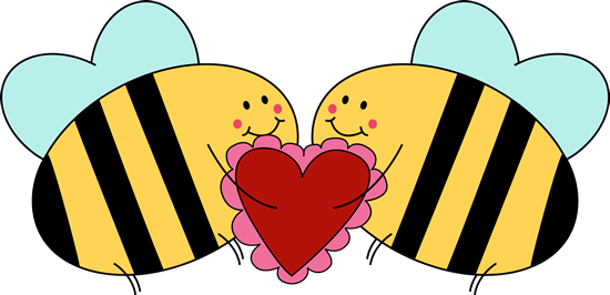 Valentine - Valentines Day Clip Art Bee (550x266)