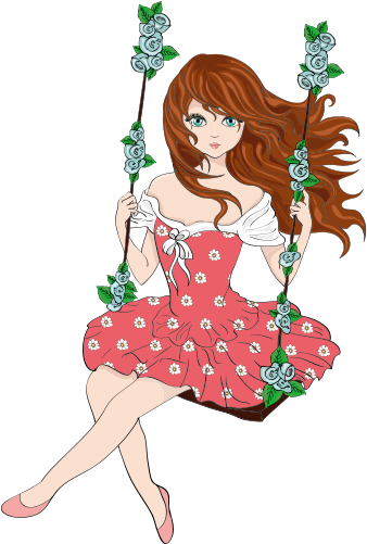 Girl Swing Music Illustration - Girl Swing Music Illustration (500x500)