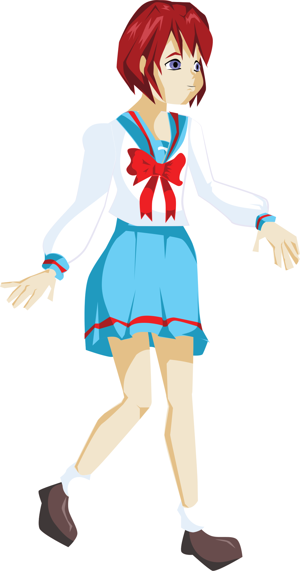 Medium Image - Anime School Girl Clipart (1197x2278)