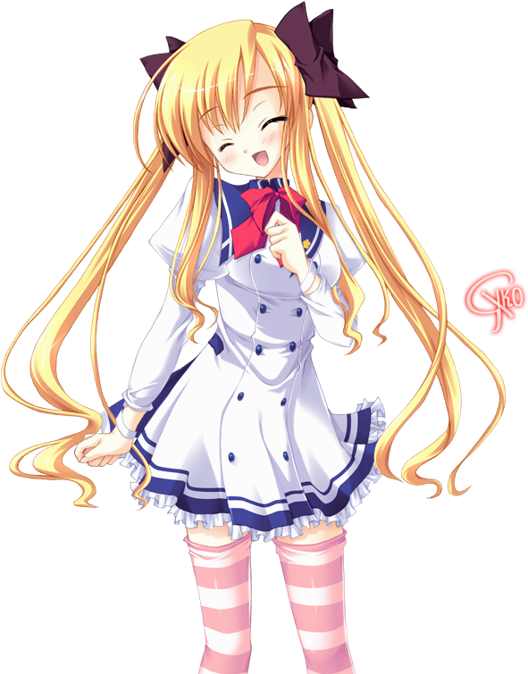 Yellow Haired Anime Girl Render By Riko V - Smile (800x800)