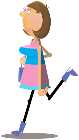 Woman, Female, Cartoon, Character, Walking, Shopping - Woman (524x720)